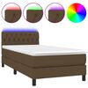 vidaXL Box Spring Bed with Mattress&LED Dark Brown 90x200cm Fabric