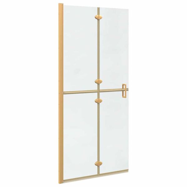 vidaXL Walk-In Shower Wall Folding Gold 90 x 6.5 x 190 cm