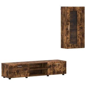 vidaXL TV Cabinet Set with Drawer FLORIN Smoked Oak Engineered Wood