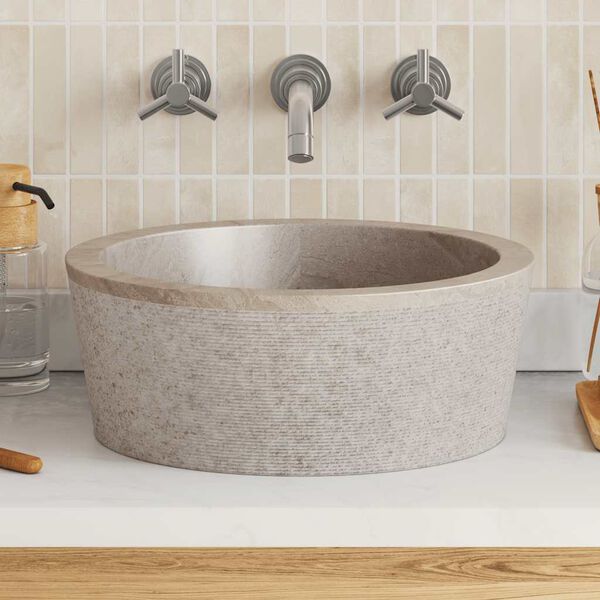 vidaXL Sink Grey &Oslash;40x15 cm Marble