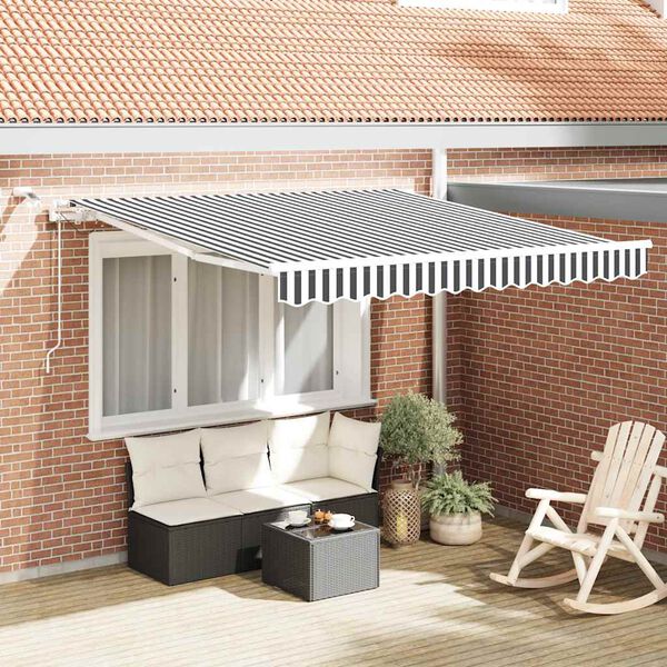vidaXL Automatic Retractable Awning with LED Anthracite&White 300x250 cm