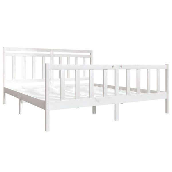 vidaXL Bed Frame without Mattress White Super King Solid Wood