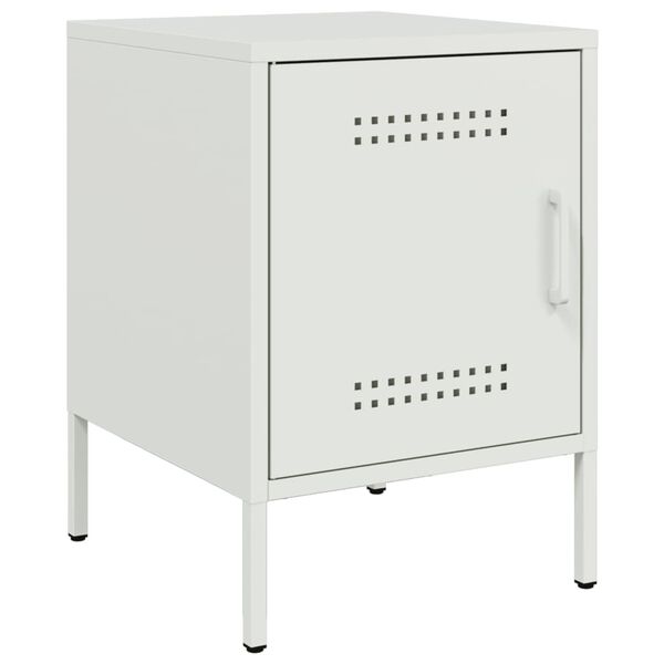 vidaXL Bedside Cabinet White 36x39x50.5 cm Steel