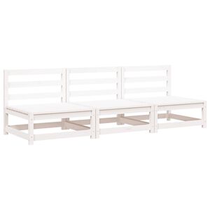 vidaXL Garden Sofas Armless 3 pcs White 70x70x67 cm Solid Wood Pine