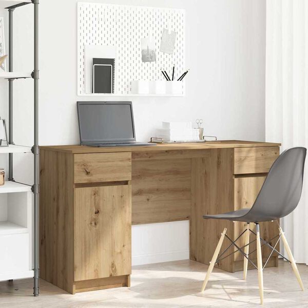 vidaXL Desk with Drawer Artisan oak 140 x 49 x 76 cm Engineered wood
