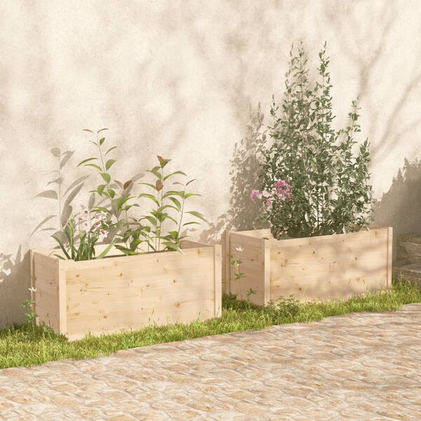 vidaXL Garden Planters 2 pcs 100x50x50 cm Solid Pinewood