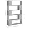vidaXL Book Cabinet Room Divider Concrete Grey 100x24x155 cm Engineered Wood
