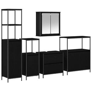 vidaXL 2 Piece Bathroom Furniture Set Black Oak Engineered Wood
