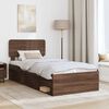 vidaXL Bed Frame with Headboard Brown Oak 90 x 200 cm Solid Pine Wood