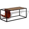 vidaXL Coffee Table with Genuine Leather Magazine Holder 110x50x45 cm