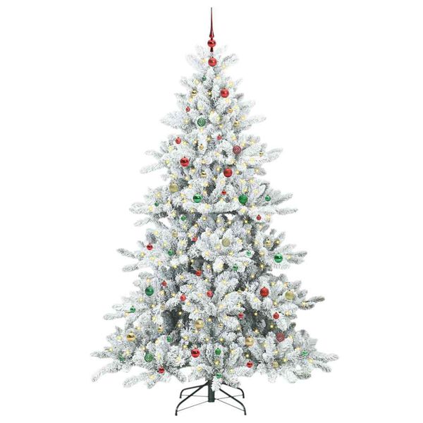 vidaXL Artificial Hinged Christmas Tree White 240 cm PVC and Steel