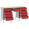 vidaXL Work Cabinet with Drawer 3 pcs Red 150 x 55 x 85 cm