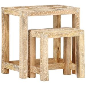 vidaXL Side Table | Natural Mango Wood | Solid Mango Wood | Small