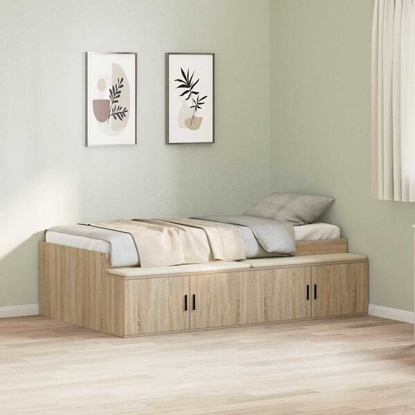 vidaXL Bed Frame with Drawer Sonoma Oak 90 x 200 cm Engineered Wood