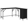 vidaXL Desk Black 141x141x75 cm Engineered Wood