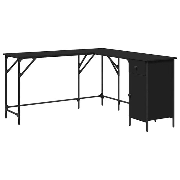 vidaXL Desk Black 141x141x75 cm Engineered Wood