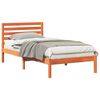 vidaXL Bed Frame with Headboard Wax Brown 100 x 200 cm Solid Pine Wood