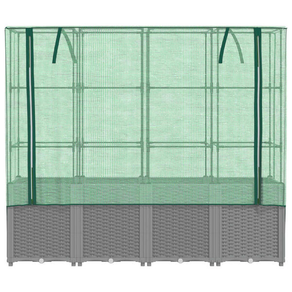 vidaXL Raised Bed with Greenhouse Cover Rattan Look 160x40x153 cm