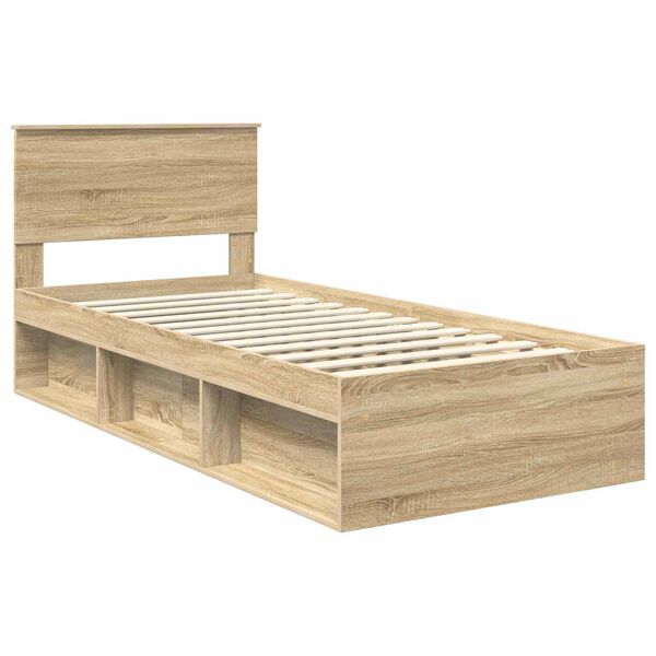 vidaXL Bed Frame with Headboard Sonoma 100 x 200 cm Engineered wood