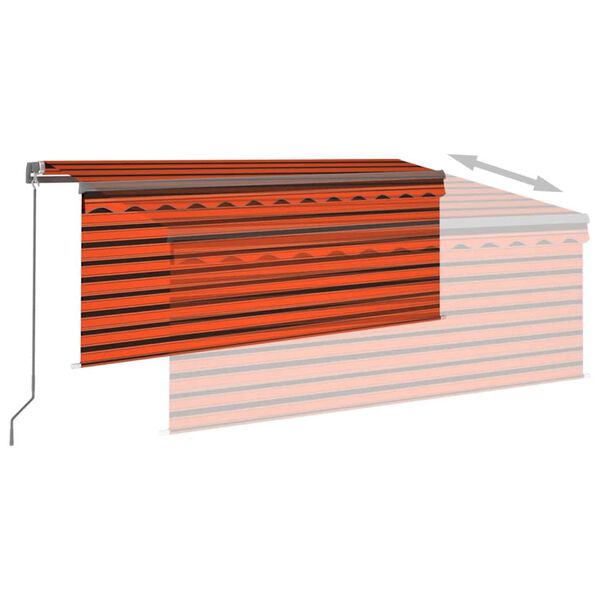 vidaXL Manual Retractable Awning with Blind&LED 3x2.5m Orange&Brown
