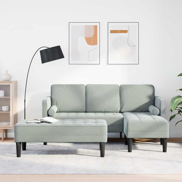 vidaXL Sofa Set with Cushion 2 pcs Light Grey Polyester