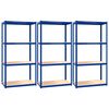 vidaXL 4-Layer Shelves 3 pcs Blue Steel&Engineered Wood