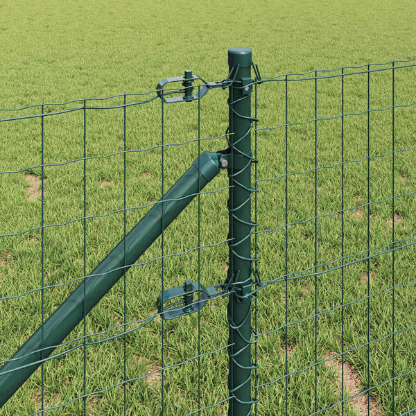 vidaXL Fence with Post Green 0.4 x 25 m Steel and PVC