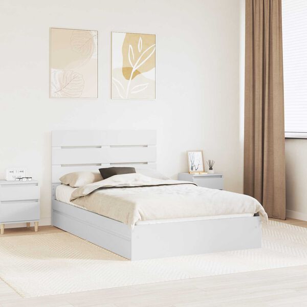 vidaXL Storage Bed with Headboard White 135 x 190 cm Engineered Wood