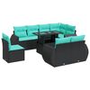 vidaXL 9 Piece Garden Sofa Set with Cushions Black Poly Rattan Acacia