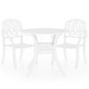 vidaXL 3 Piece Bistro Set Cast Aluminium White