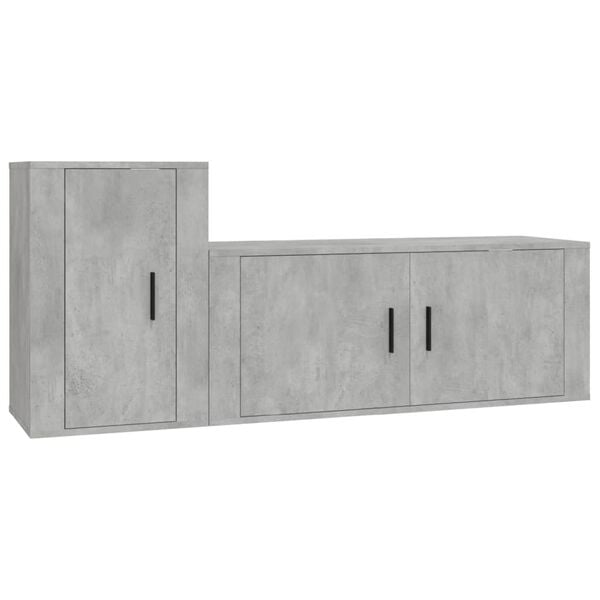 vidaXL 2 Piece TV Cabinet Set Concrete Grey Engineered Wood