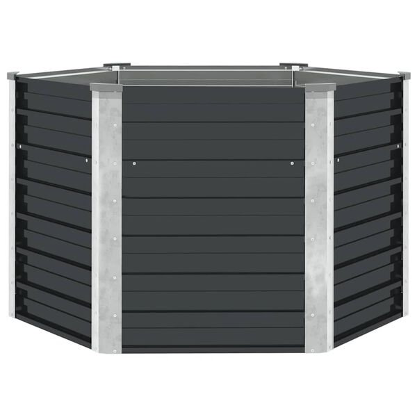 vidaXL Garden Raised Bed Anthracite 129x129x77 cm Galvanised Steel