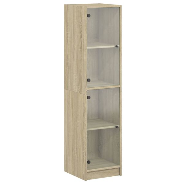 vidaXL Highboard with Glass Doors Sonoma Oak 35x37x142 cm