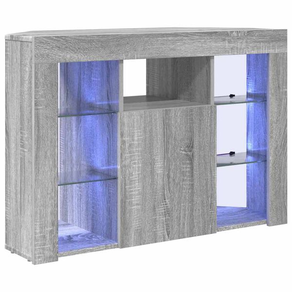 vidaXL Corner LED TV Cabinet Grey Sonoma 100x40x68cm Engineered Wood