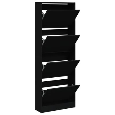 vidaXL Shoe Cabinet Black 60x21x163.5 cm Engineered Wood