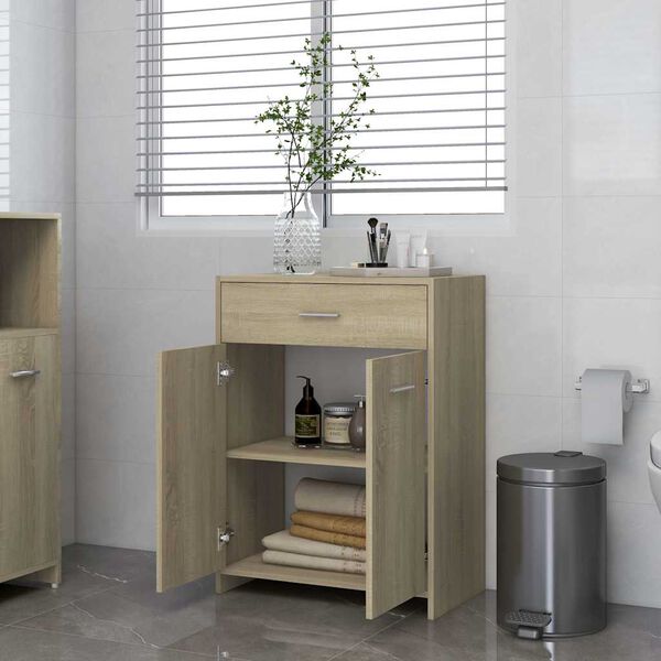 vidaXL Bathroom Cabinet Sonoma Oak 60x33x80 cm Engineered Wood