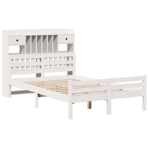 vidaXL Bookcase Bed without Mattress White 135x190 cm Double Solid Wood Pine