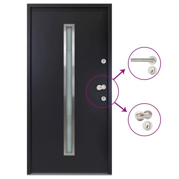 vidaXL Aluminium Front Door Anthracite 90x200 cm