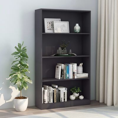 vidaXL 4-Tier Book Cabinet Grey 80x24x142 cm Engineered Wood