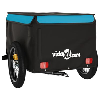 vidaXL Bike Trailer Black and Blue 30 kg Iron