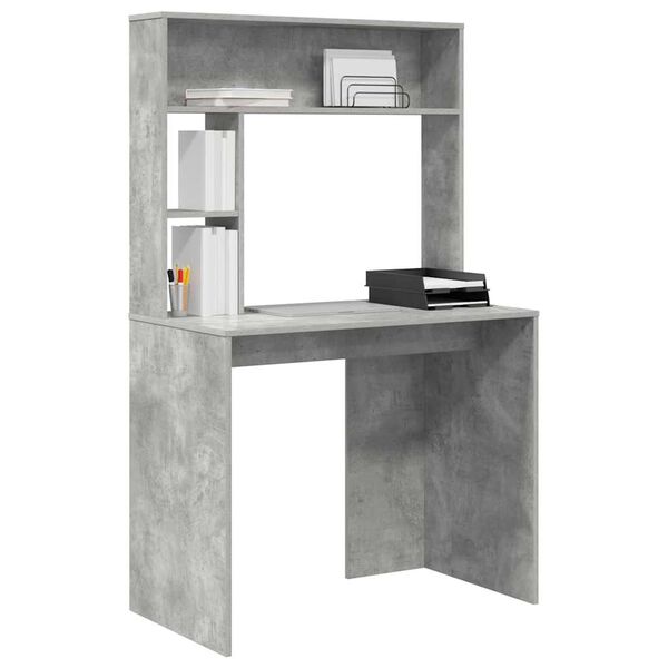 vidaXL Desk with Shelf Concrete Grey 91 x 50 x 149 cm Engineered Wood