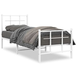 vidaXL Metal Bed Frame without Mattress with Footboard White 80x200cm