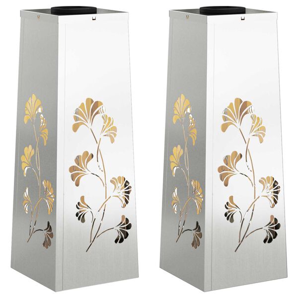 vidaXL Solar LED Pathway Light 2 pcs Galvanized Galvanized