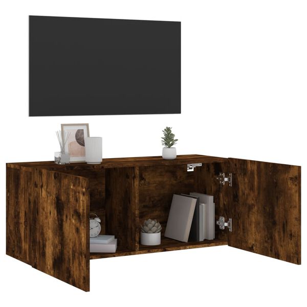 vidaXL TV Cabinet Wall-mounted Smoked Oak 100x30x41 cm