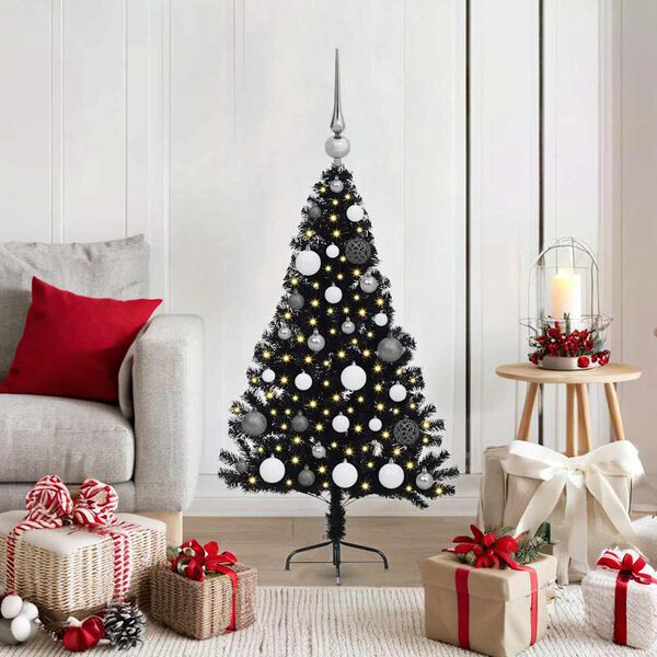 vidaXL Artificial Pre-lit Christmas Tree Black 120 cm PVC
