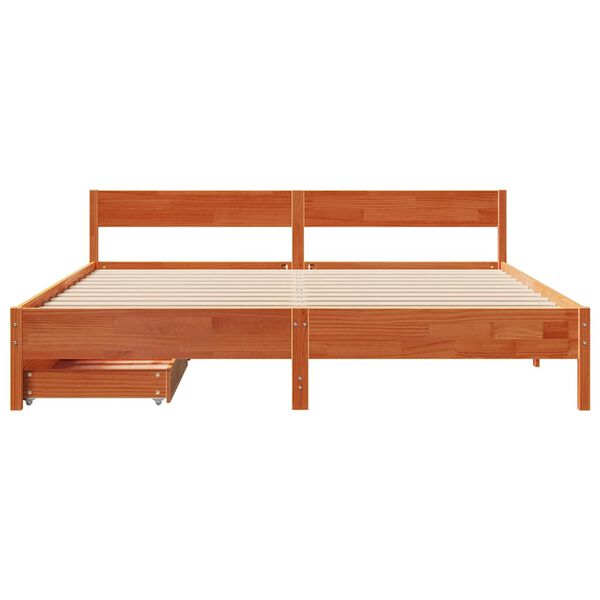 vidaXL Bed Frame without Mattress Wax Brown 160x200 cm Solid Wood Pine