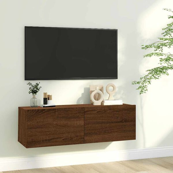 vidaXL TV Wall Cabinet Brown Oak 100x30x30 cm Engineered Wood