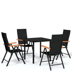 vidaXL 5 Piece Garden Dining Set Black