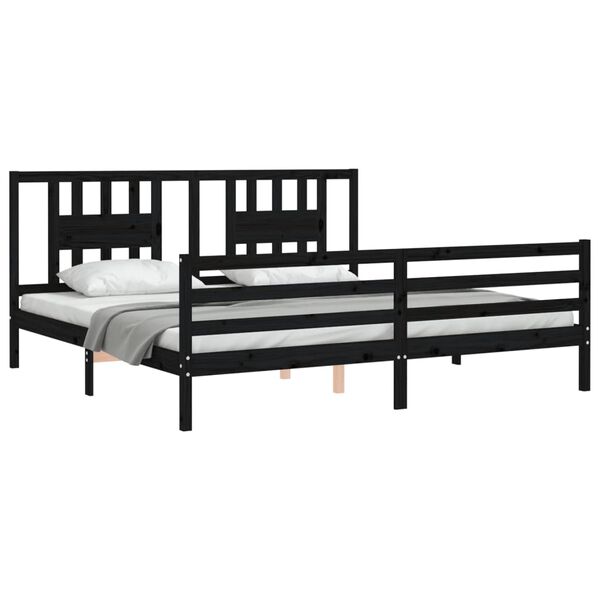 vidaXL Bed Frame without Mattress Black 200x200 cm Solid Wood
