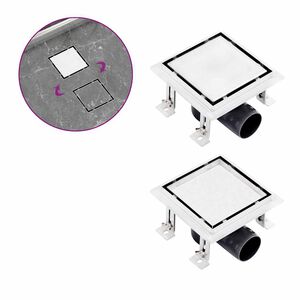 vidaXL Shower Drain With 2-in-1 Flat and Tile Insert Cover 15x15 cm Stainless Steel